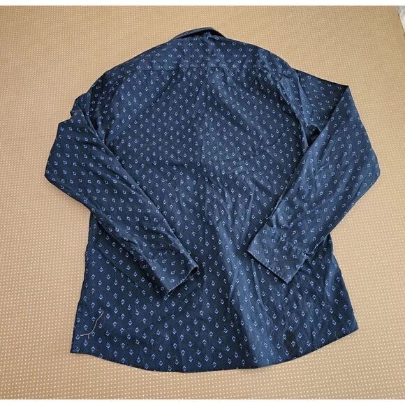 Bonobos Mens Size Large Blue Floral Button Up Shirt Tailored Fit Wrinkle Free - Picture 10 of 13